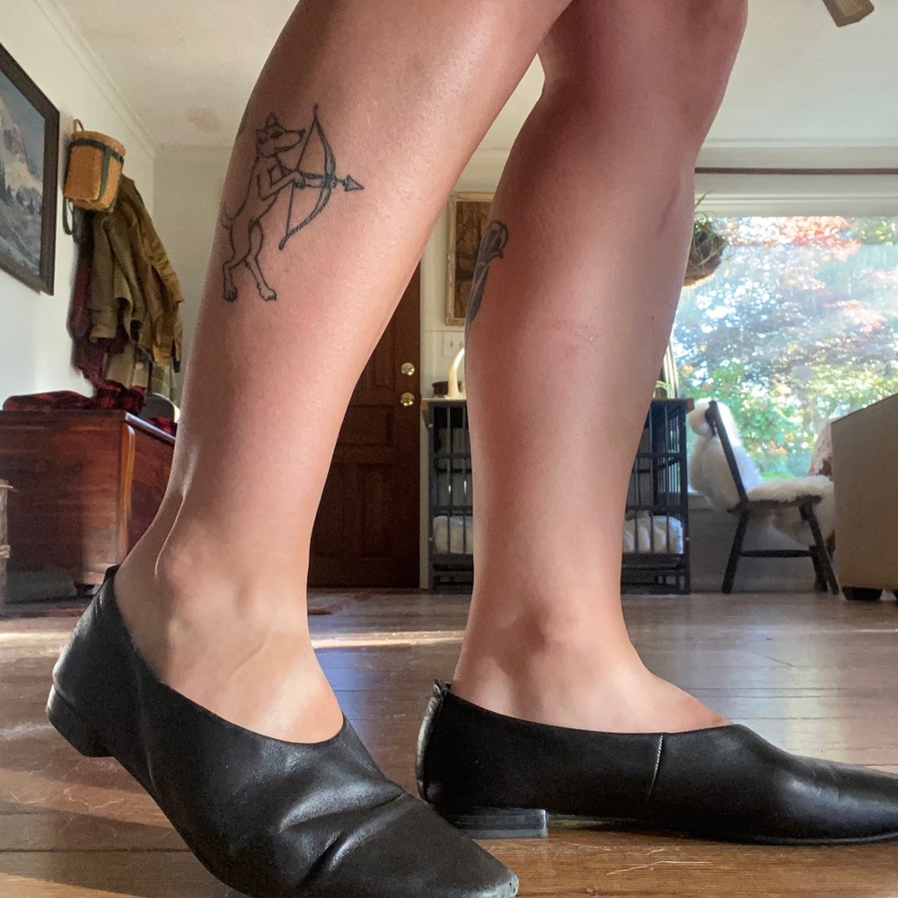 Vagabond Delia square toe black leather ballet flats